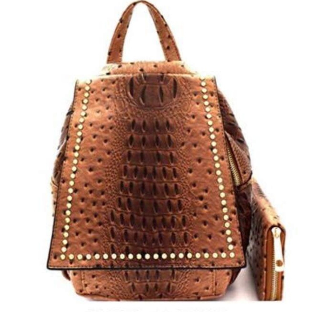 Ostrich-Embossed Backpack